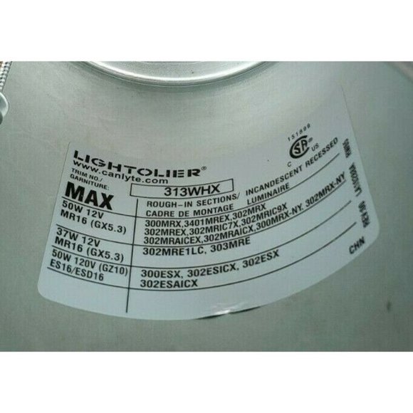 1 Lightolier 313WHX Baffle Trim Par20 Light Fixture - Picture 12 of 12